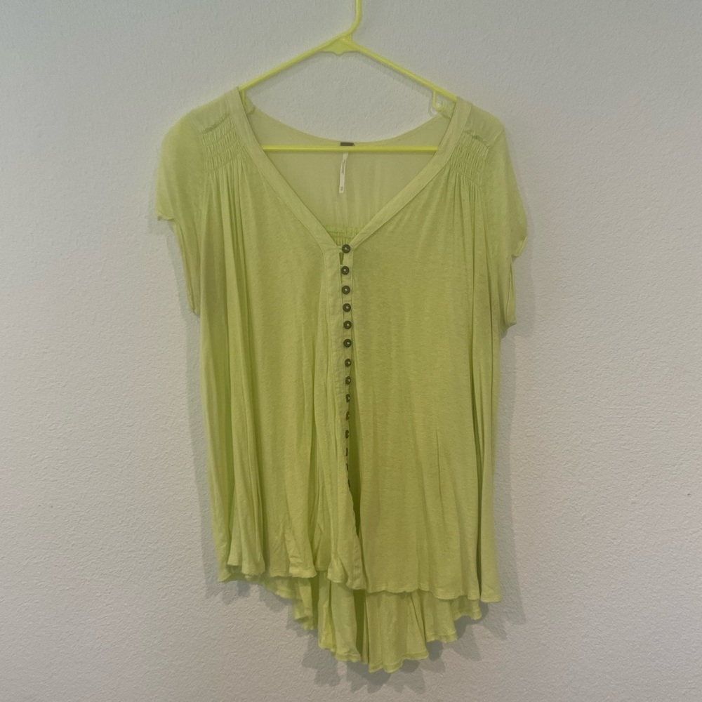 Free People Highland tee- high low neon yellow top